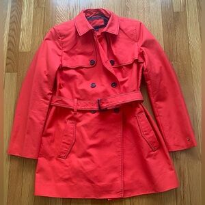 NWOT Tommy Hilfiger Red Double-Breasted Trench Coat
